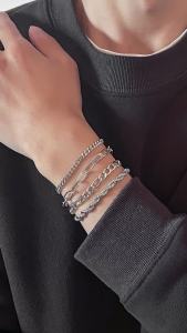 Ingemark | 4Pcs/Set Vintage Silver Color Twisted NK Chain Bracelets for Men Goth Cuban Adjustable Link Charm Bangles Couple Hand Jewelry