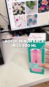 Botol Minum Kaca Nice 400 ML Tumbler Vacuum Flask Souvenir Anti Tumpah BPA Free Portable
