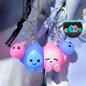 Cute Luminous Little Fire Man Magnetic Keychain Women Men Backpack Hanging Decoration Couple Friends Pendant Gift
