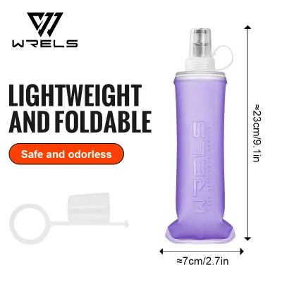 WRELS mềm có thể gập lại Bình nước thể thao an toàn và không mùi để chạy cắm trại và đi xe đạp # SH15