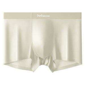Miiow | Luxurious Satin Ice Silk Boxer Shorts Mens Antibacterial Crotch Four Corner Pants Flat Angle Shorts High End Gift Box