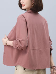 Casual Cotton Shirt Womens Loose Tummy Covering Fashionable Top for Middle-Aged And Elderly Spring Autumn New Style Pure Cotton