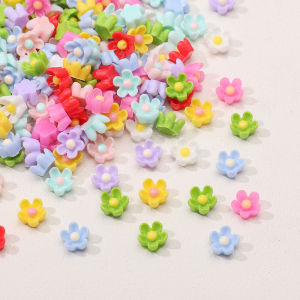 50Pcs Mixed Style Resin No-Hole Mini Flower Charms Jewelry Making for Nail Art Hair Accessories Phone Case DIY Craft Supplies