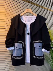 plus Size Womens Casual Long Sleeve Jacket Polo Collar Loose Fit Slimming Top for Early Autumn Simple Stylish Outerwear