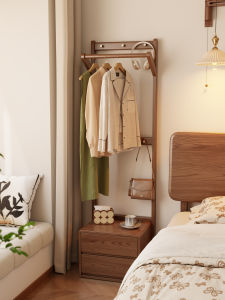 DONGMU | Multifunction Wooden Bedside Table Coat Rack Storage Stand