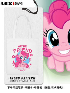 Small Horse Fairy NASA Collaborative Cartoon Bag Student Canvas Backpack Handheld Backpack Fashionable Trending Leisure Zipper Closure Soft Tote Bag