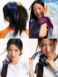 JNXS | Color Block Embroidery Square Hair Band