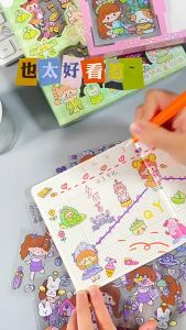 Sticker Kartun Korea Motif Anti Air 100 Lembar Momo Stiker Lucu