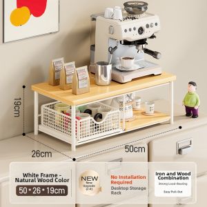 Coffee Machine and Snack Cup Storage Shelf Multifunctional Layered