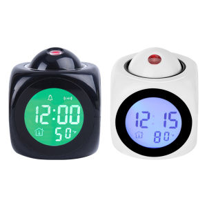 [Hàng Mới Về] Gương Đồng hồ chiếu chiếu tường đa chức năng đồng hồ chiếu hiển thị nhiệt độ 12/24 giờ cho trang trí phòng ngủ gia đình