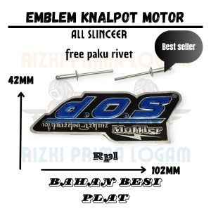 Emblem knalpot motor merek DOS Model timbul free paku rivet