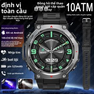 Đồng Hồ Thông Minh Quân Sự GPS Thể Thao Ngoài Trời Chống Nước 5ATM Nhịp Tim HD Cuộc Gọi Bluetooth Theo Dõi Sức Khỏe Nam Tương Thích Với Xiaomi