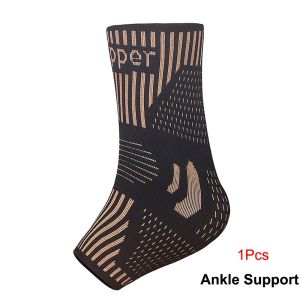 1Pcs Copper Ankle Brace Infused Compression Sleeve Support for Plantar Fasciitis Sprained Ankle Pain Relief Running