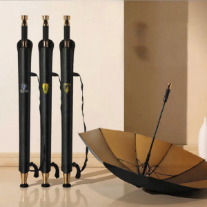 Custom Long Handle Automatic Umbrella with Gold Coating