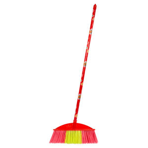 Hard Bristle Broom Wooden Handle for Home Garden School Commercial Use Single Piece Plastic Material Household Cleaning Tool