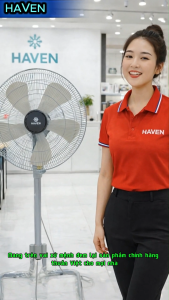 Quạt điện cây đứng công nghiệp Haven công suất cao 130W luồng gió mạnh mẽ 100% lõi đồng bảo hành chính hãng 3 năm
