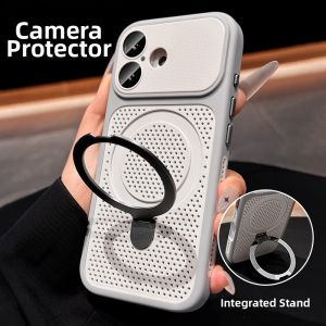 DAIMANG | Magnetic Bracket Compatible Phone Case Breathable Cherry Red
