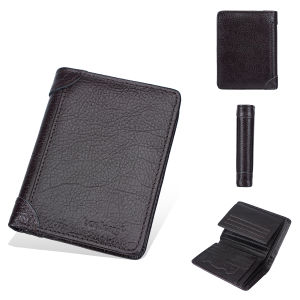 Classic Retro Men Short Wallets Genuine Leather Card Holders High Quality Simple Short Male Purses Vintage Money Clips
