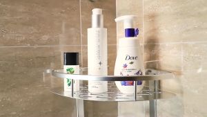 2-Layer Bathroom Organizer Double Aluminum Triangular Shelves Wall Mounted Soap Shelf