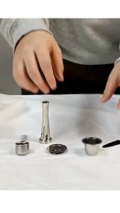 Metallic Recyclable Coffee Pod Starter Set - Refillable & Eco-Friendly Capsules for Nespresso Compatible Machines