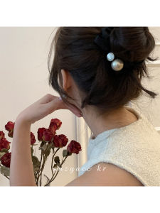 Suzyacc Kr French Vintage Pearl Butterfly Knot Hair Ties Womens 2025 New Elastic Hair Bands Non-Damaging Hair Ropes