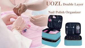 UOZL Túi Đựng Mỹ Phẩm Hai Lớp Di Động Dung Tích Lớn Đồ Dùng Du Lịch Đồ Dùng Làm Móng Tay Hộp Bảo Quản Dụng Cụ Làm Móng Tay Polyester Hình Chữ Nhật Túi Bảo Quản