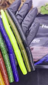 Hopeblaze 8pcs Slow Sink Senko Soft Worm Lure 14cm Salt Shimmer Ribbed Fishing Bait For Bass Pike Perch Freshwater