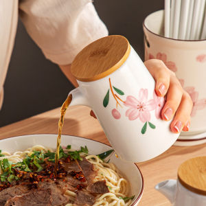 Ceramic Seasoning Bottle Set Kitchen Storage Jar Desktop Sauce Pot Restaurant Tabletop Combination Soy Sauce Vinegar Chili