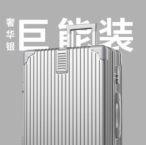 Durable Aluminum Frame Luggage Bag Large Capacity Travel Suitcase Womens Password Lock Carry-On Bag Simplistic Style for Men And Women