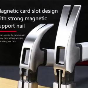 Heavy Duty Claw Hammer Steel Woodworking Striking Tools Magnetic Automatic Nail Suction Hammer with Anti-Slip Rubber Handle