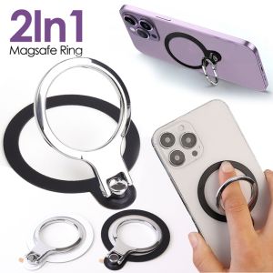 Phổ 360 độ xoay Nhẫn đeo ngón tay chủ đứng hỗ trợ cho MagSafe không dây sạc kẹp kim loại móc điện thoại chân đế