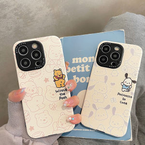 CrashStar Soft Silk Leather Cartoon Cute Shockproof Phone Case For iPhone 15 14 Pro Max Plus 13 12 Pro Max 11 Fashion Phone Casing Cover With Full Cover Lens Camera Protection