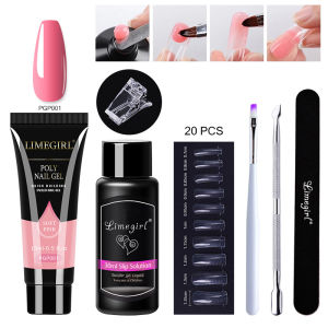 15ml Poly Nail Gel Complete Set for Nail Extension Glitter Solid Color Gel Polish Kit Quick Extension Gel Soak Nail Art DIY Nail