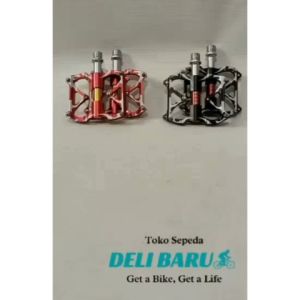 SYTE Pedal 3 bearing bahan Alloy CNC bering type M413 merah hitam as besar warna sepeda MTB fixie federal lipat roadbike