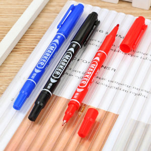 【Free Shipping】5Pcs Anti-fade Black/Blue/Red Oily Marker Pen Double-headed Art Painting Pen Student Office Supplies