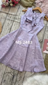 MYDU SHOP - MS 2483 | Đầm Dự Tiệc Xòe Sát Nách – Nơ Lớn Ngực Nổi Bật