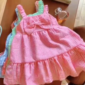 Váy bé gái 2 dây Hàn Quốc sọc carô cực xinh chất vải xốp thái mềm thoáng mát không nhăn từ 5-16kg (nhiều màu)