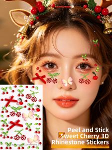 TINGGEHUA | 3D Sakura Red Facial & Eyetail Decorative Stickers