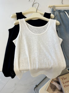White in Thin Section Imitation Cotton Linen Vest Womens Summer Inner Wear Loose Casual Sleeveless T-shirt Strap Base Tops