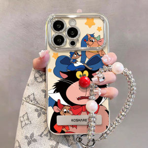 Mrhaha ốp cho iphone 16 Promax iphone 15 Promax 15pro iphone 16 15 14 13 12 11 pro max x xr xs max 8 7 6s plus hoạt hình dễ thương chuột mèo có giá đỡ ốp điện thoại ống kính cửa sổ lớn mạ điện dây xích silicon bảo vệ vỏ lưng mềm chống sốc