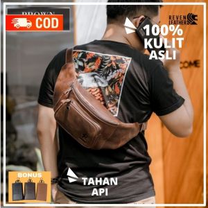 Tas Selempang Kulit Pria Tas Kulit Pria Tas Waistbag Pria Cowok Keren Terbaru Reven Zeus Bag Premium Kulit Sapi Kekinian
