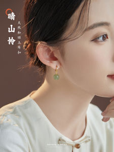 Evening Natural Turpan Silver Pure Silver Womens Earrings round Vintage Chinese Style Esoteric Ear Jewelry Gift