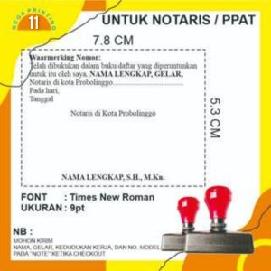 Stempel warmarking notaris 78x54 Untuk Pengesahan / yang seukuran