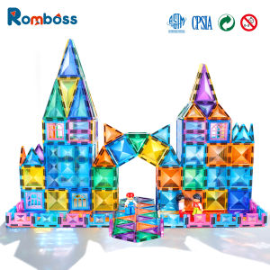 Romboss กระเบื้องบล็อกตัวต่อแม่เหล็ก 45/72/106/130ชิ้นพื้นผิวเพชร สำหรับเล่นเสริมสร้างหน้า ต่างหลากสี สำหรับเด็ก