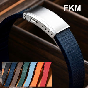 Cut to Size Fluoro Rubber Watch Strap 18/19/20/21/22mm Mosaic FKM Deployment Buckle Universal Flat End Replace Band Bracelet