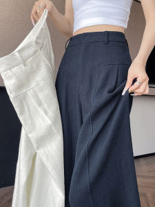 Quần Ống Rộng Bằng Lụa Băng Cao Cấp Cho Nữ Mùa Hè Mỏng Cạp Cao Thon Gọn Đa Năng Quần Ống Đứng Rộng Rãi