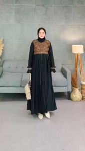 (COD)Gamis Abaya Turkey Hitam RAHIMA Busui Mode Kardigan Jersey mix Ceruty Premium Mode Terbaru