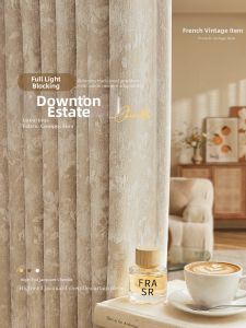 WEILAISHI | Full Blackout Chiffonier Curtain French Cream Style Embossed Chenille