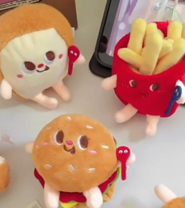 Cute French Key Chain Fries Burger Plush Pendant Keychain Stuffed Food Doll Mini Toy for Bag Backpack Decoration Gift