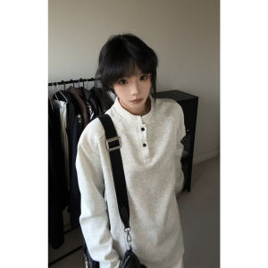 Cleanfit Henry Collar Long Sleeve Hoodie ผู้ชาย ทรงหลวม สวมใส่สบาย ปกติ ลำลอง ฤดูใบไม้ผลิและฤดูใบไม้ร่วง